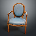 Classic Armchair with Carved Wooden Frame and Soft Blue Upholstered Seat