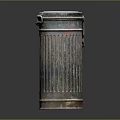 Rusted Metal Trash Can With Ribbed Design Lid And Handle For Vintage Decor