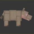 Blocky Style 3D Character Hippo Creature With Pink Color And Cartoon Design Digital Art Render