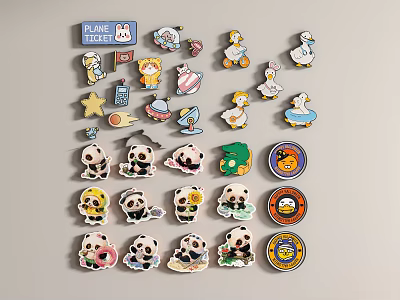 Modern Cartoon Stickers Cartoon Wallpaper Refrigerator Stickers Cartoon Wall Decorations 3d model