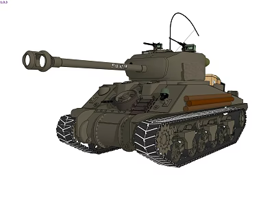 Armored Military Tank With Cannon Turret Tracks Antenna And Classic Design 3d model