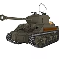 Armored Military Tank With Cannon Turret Tracks Antenna And Classic Design