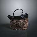 Stylish Brown And Black Woven Leather Tote Bag For Daily Use Accessories