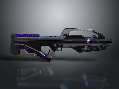 Sleek Black And Purple Futuristic Weapon With Glossy Surface And Intricate Details 3d model