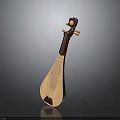 Traditional Wooden Chinese Pipa Musical Instrument with Strings Classic Design and Reflective Surface