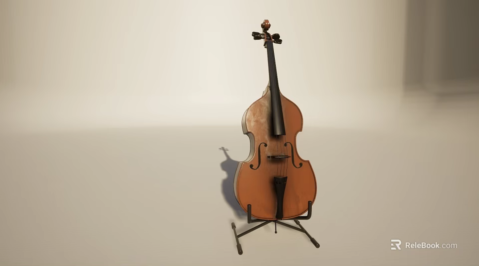 Acoustic Cello Musical Instrument on Stand with Light Background for Music and Art Supplies 3d model 