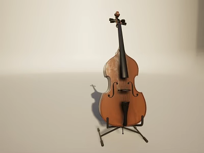 Acoustic Cello Musical Instrument on Stand with Light Background for Music and Art Supplies 3d model