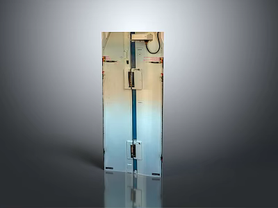 Vertical Industrial Metal Cabinet With Lock Mechanism And Electrical Connections Structure 3d model