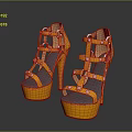 Elegant Golden Strappy Studded High Heels With Platform Sole Fashion Design