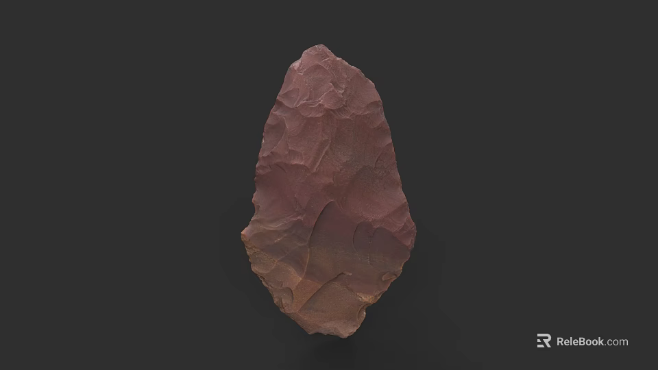 Reddish Brown Ancient Stone Weapon With Sharp Edges And Prehistoric Design 3d model 