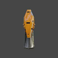 Futuristic Orange Machine Gun with Multiple Barrels Mechanical Parts and Modern Design