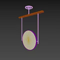 Round Mirror With Wooden Crossbar And Metal Brackets Hanging On White Wall