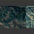 3D Topographic Terrain Model Featuring Mountain Roads Green Areas And Wooden Base