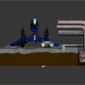 Heavy Duty Industrial Mobile Equipment With Blue Metal Frame And Large Wheels