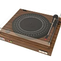 Modern Digital Turntable With Wooden Base Transparent Cover And Black Platter