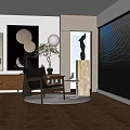Modern sofa combination side table green plant carpet floor lamp 3d model