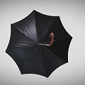 Stylish Black Umbrella With Wooden Curved Handle For Daily Use