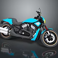 Blue Modern Motorcycle With Black Seat Yellow Rim Wheels And Silver Exhaust Pipes