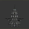 Futuristic Metallic Tower Structure Featuring Multiple Platforms Spires And Sci Fi Design