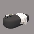 Stylish Modern Black Sofa Bench With Light Blanket And Decorative Balls