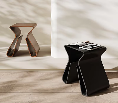 Modern Geometric Stools In Brown And Black With Sleek Lines For Interior Space 3d model
