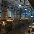 Modern Public Office Space With Large Windows Pendant Lights And Wooden Floors