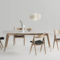Modern dining table and chair combination chandelier 3d model
