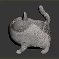 Gray Plush Cat Toy With Big Eyes And Curled Tail Design