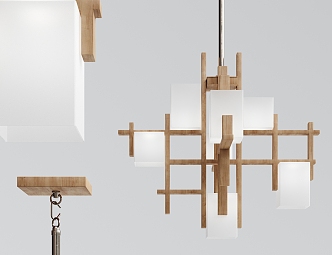 Nordic Chandelier Solid Wood Chandelier 3d model