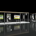 Modern Bus Stop Platform With Roof And Colorful Billboards Advertisements