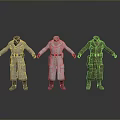 Three Different Color Long Coats With Belt And Pockets For Daily Life Use