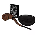 Elegant Ornament Decor Combination with Tobacco Pipe Ashtray and Lighter Set