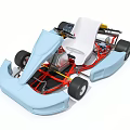 Detailed Blue Go Kart Design With White Seat Red Frame And Yellow Engine 3d model