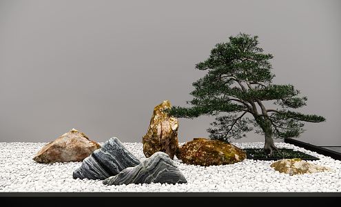 New Chinese style landscape sketch rockery waterscape landscape sketch 3d model