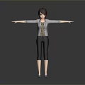 3D Child Model Standing With Arms Outstretched In Gray Jacket And Blue Shoes