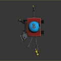 Colorful Mechanical Robot With Blue Head Red Body Track Wheels Mechanical Arms And Antenna