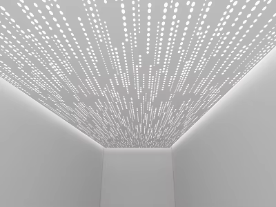 White Ceiling Sculpture With Dot Patterns Arranged In Linear Design 3d model