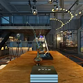 Modern Public Office Space With Large Windows Pendant Lights And Wooden Floors