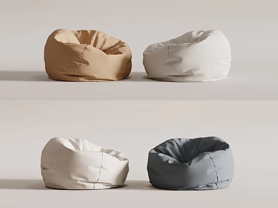 Cozy Minimalist Bean Bag Chairs in Beige White and Dark Gray for Modern Living Rooms 3d model