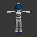 Man as Astronaut in White Spacesuit with Blue Helmet Standing Arms Outstretched 3d model