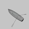 Classic Wooden Boat With Gray Hull And Wooden Oar On White Background