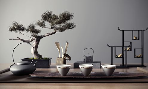 New Chinese Tea Set Tea Set Ornaments 3d model