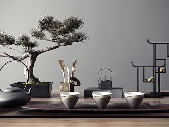 New Chinese Tea Set Tea Set Ornaments 3d model