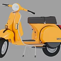 Yellow Vintage Scooter With Black Seat And Headlight