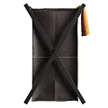 Black Modern Foldable Leather Storage Rack With Orange Towel Three Views 3d model