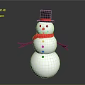 Cute Snowman Figure With Black Top Hat Red Scarf And Brown Arms