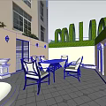 Cozy Courtyard Garden Outdoor Space With People Gathering Around Table And Green Plants
