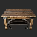 Vintage Wooden Coffee Table Design With Metal Accents And Rolling Wheels