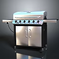 Stainless Steel Outdoor Gas Grill With Multiple Control Knobs Storage Cabinet And Wheels 3d model
