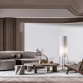 Quiet sofa tea table combination 3d model